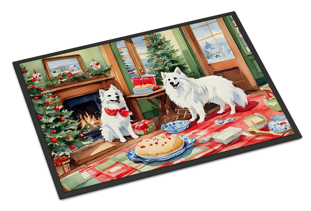 American Eskimo Christmas Cookies Doormat Indoor Outdoor 24H X 36W Front Door Mat Rugs for Entryway, Non Slip Washable Low Pile,