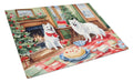 American Eskimo Christmas Cookies Cutting Board Tempered Glass Kitchen Cutting Surface, Heat Resistant Chopping, Non-Slip Feet, Food Prep & Serving