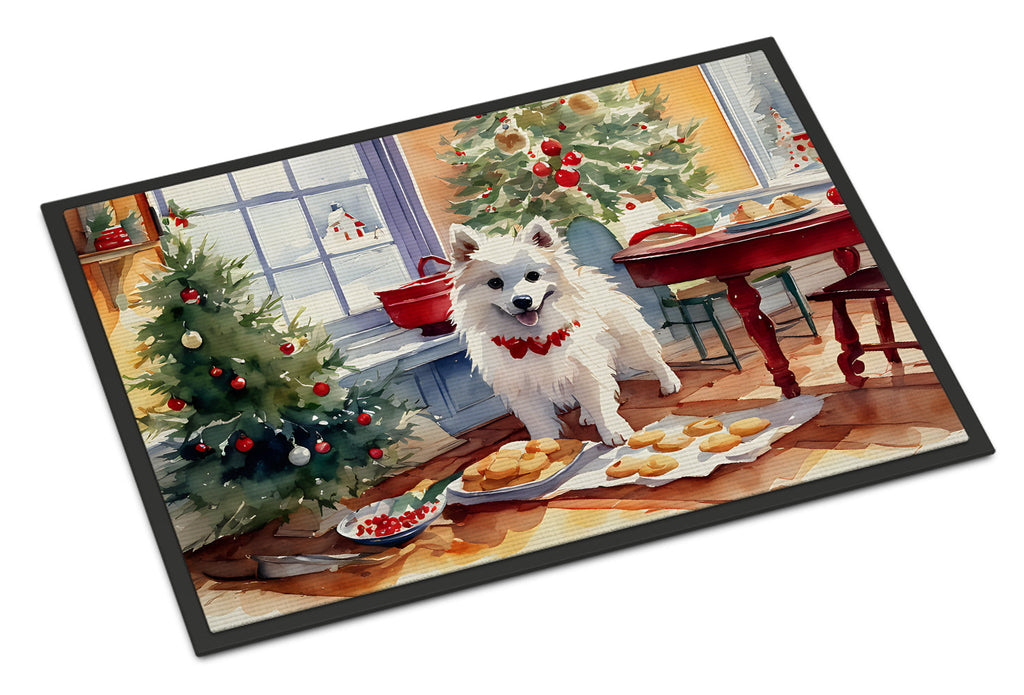 American Eskimo Christmas Cookies Doormat Indoor Outdoor 24H X 36W Front Door Mat Rugs for Entryway, Non Slip Washable Low Pile,