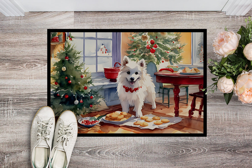 American Eskimo Christmas Cookies Doormat Indoor Outdoor 24H X 36W Front Door Mat Rugs for Entryway, Non Slip Washable Low Pile,