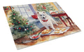 American Eskimo Christmas Cookies Cutting Board Tempered Glass Kitchen Cutting Surface, Heat Resistant Chopping, Non-Slip Feet, Food Prep & Serving