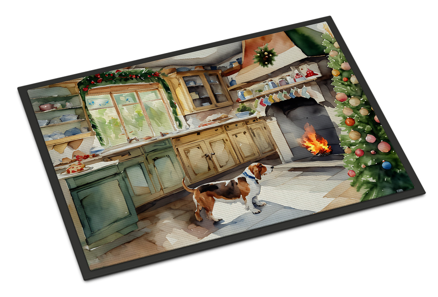 Basset Hound Christmas Cookies Doormat Indoor Outdoor 24H X 36W Front Door Mat Rugs for Entryway, Non Slip Washable Low Pile,