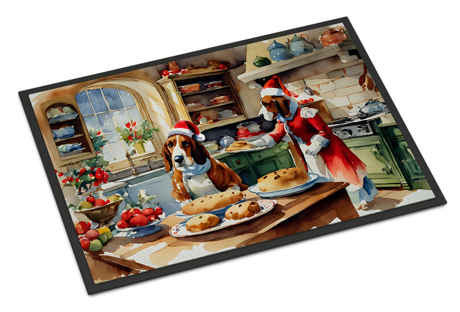 Basset Hound Christmas Cookies Doormat Indoor Outdoor 24H X 36W Front Door Mat Rugs for Entryway, Non Slip Washable Low Pile,