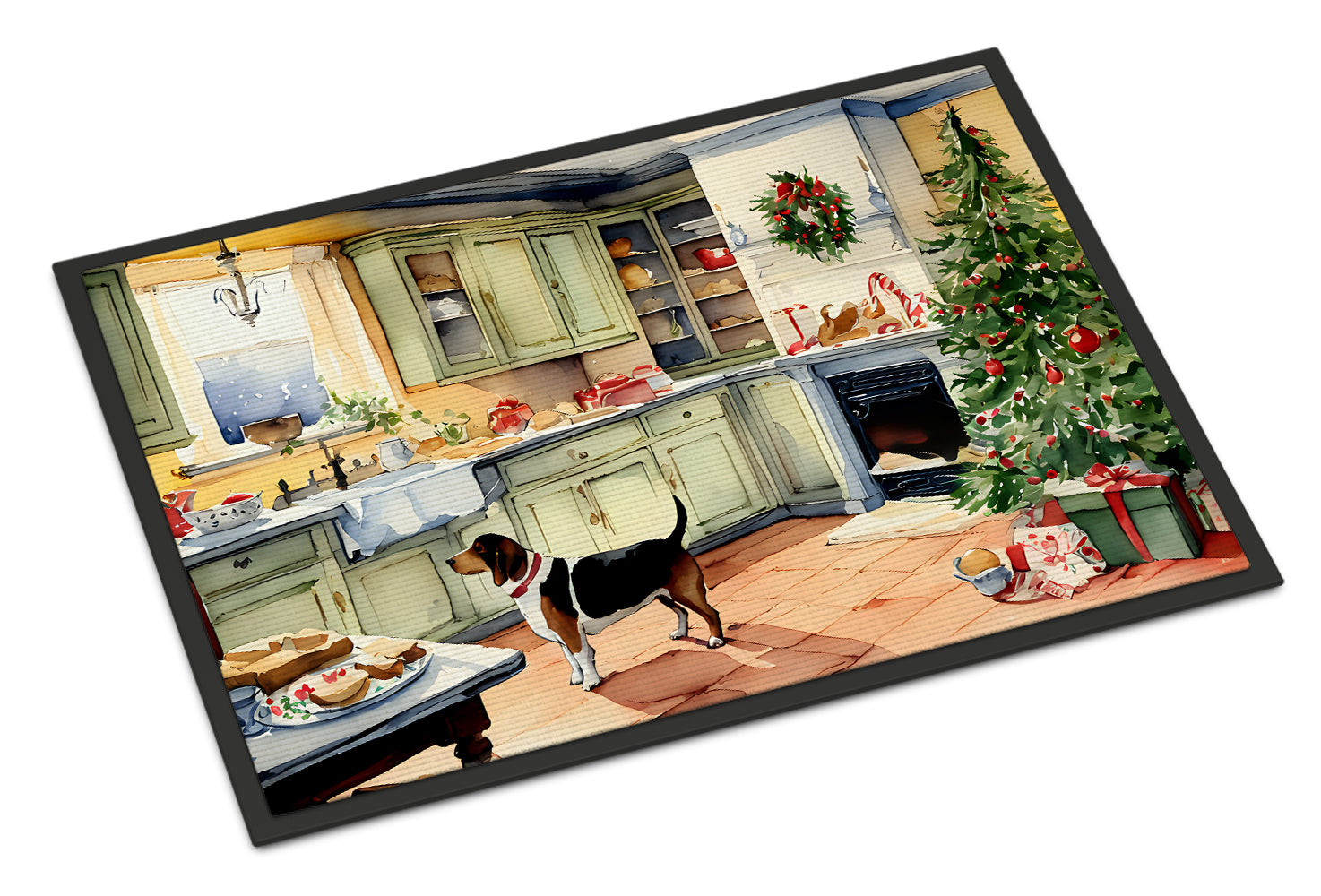 Basset Hound Christmas Cookies Doormat Indoor Outdoor 24H X 36W Front Door Mat Rugs for Entryway, Non Slip Washable Low Pile,