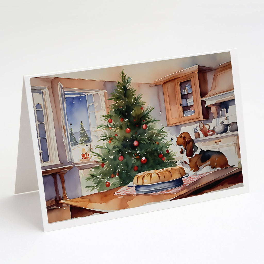 Basset Hound Christmas Cookies Greeting Cards Pack of 8 Blank Cards with Envelopes Whimsical A7 Size 5x7