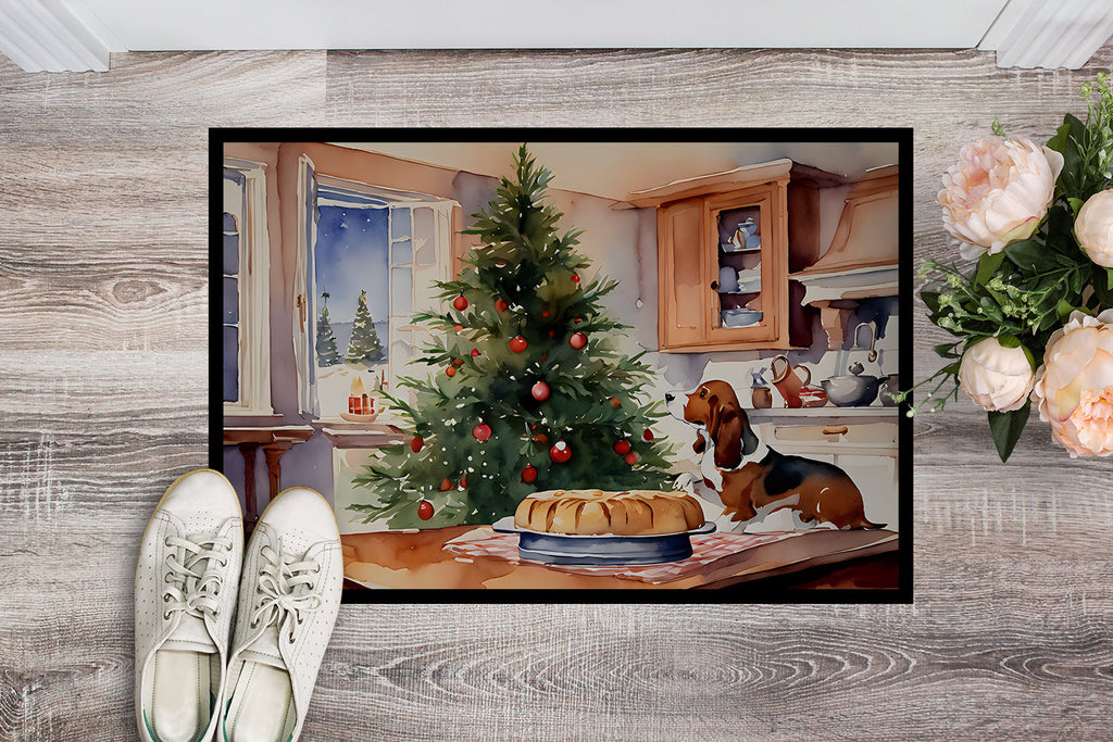 Basset Hound Christmas Cookies Doormat Indoor Outdoor 24H X 36W Front Door Mat Rugs for Entryway, Non Slip Washable Low Pile,