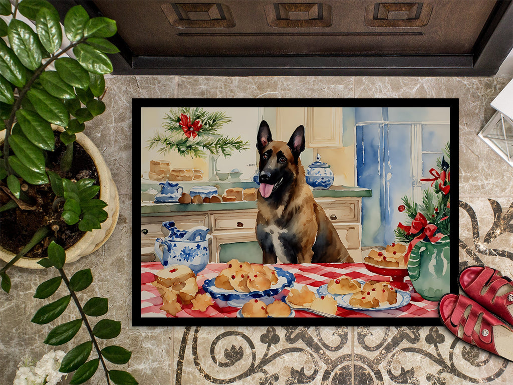 Belgian Malinois Christmas Cookies Doormat Indoor Outdoor 24H X 36W Front Door Mat Rugs for Entryway, Non Slip Washable Low Pile,