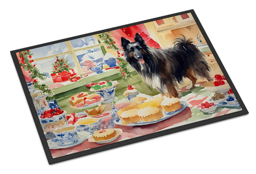 Belgian Sheepdog Christmas Cookies Doormat Indoor Outdoor 24H X 36W Front Door Mat Rugs for Entryway, Non Slip Washable Low Pile,