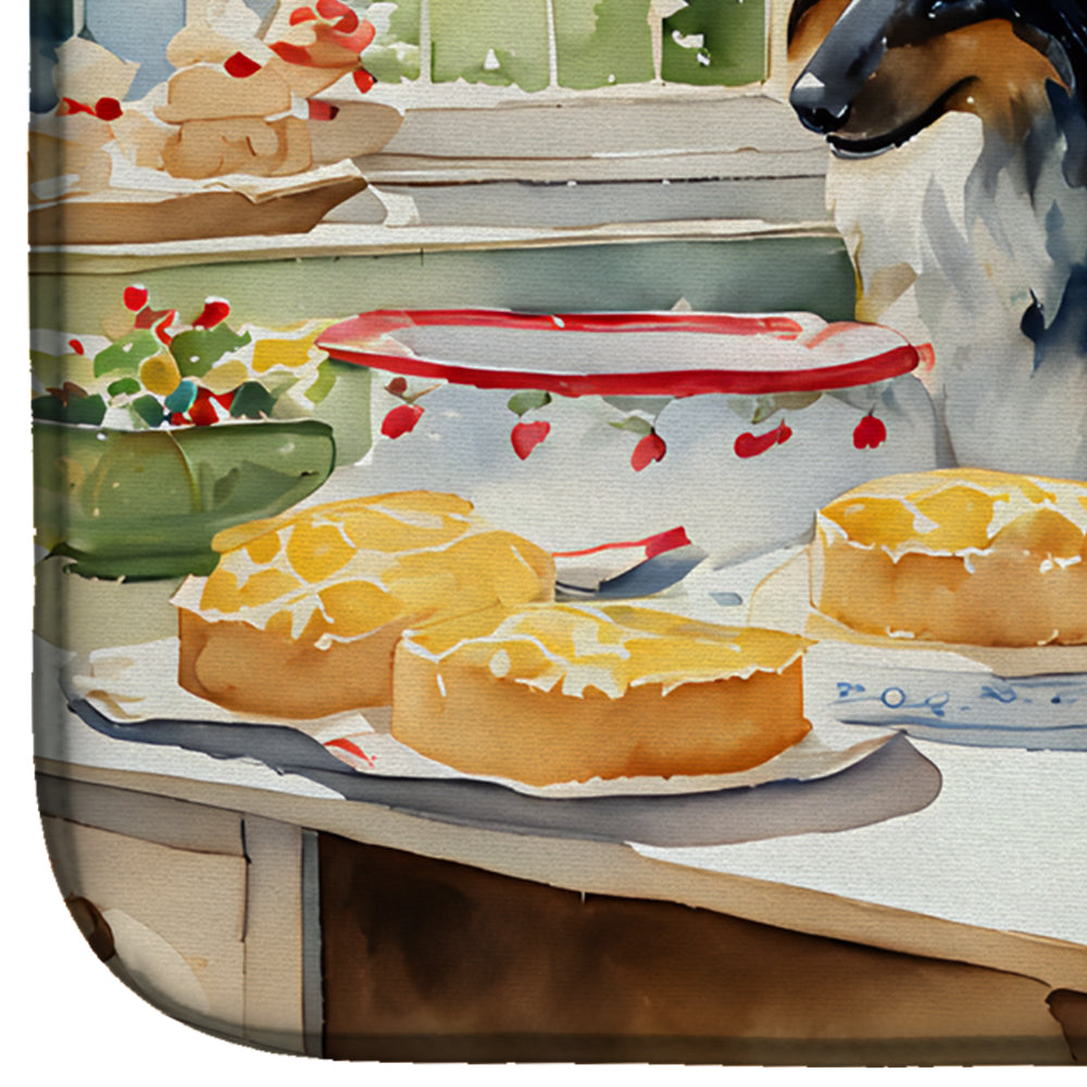 Belgian Tervuren Christmas Cookies Dish Drying Mat Absorbent Dish Drying Mat Pad for Kitchen Counter Dish Drainer Mat for Countertop, 14 x 21", Multicolor