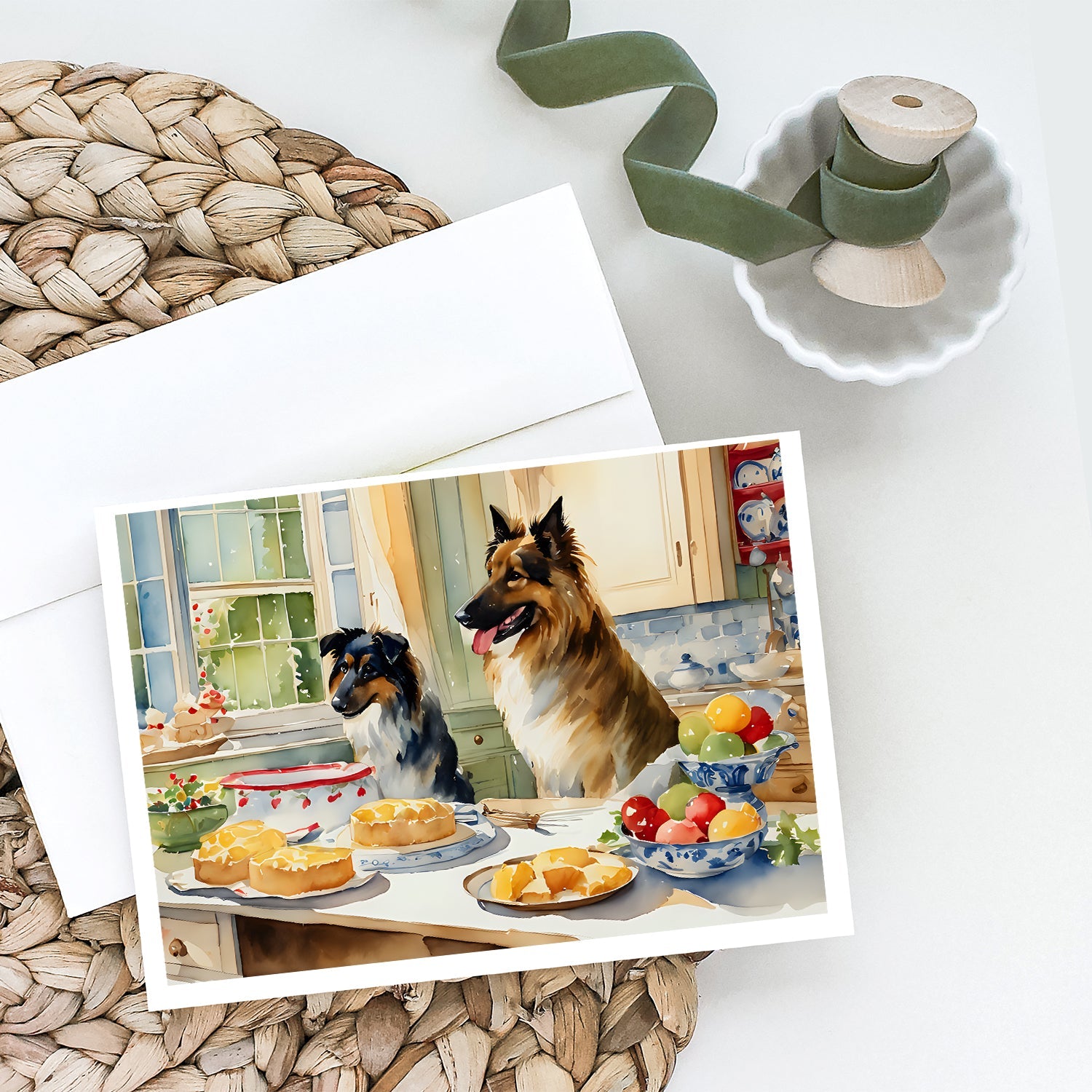 Belgian Tervuren Christmas Cookies Greeting Cards Pack of 8 Blank Cards with Envelopes Whimsical A7 Size 5x7