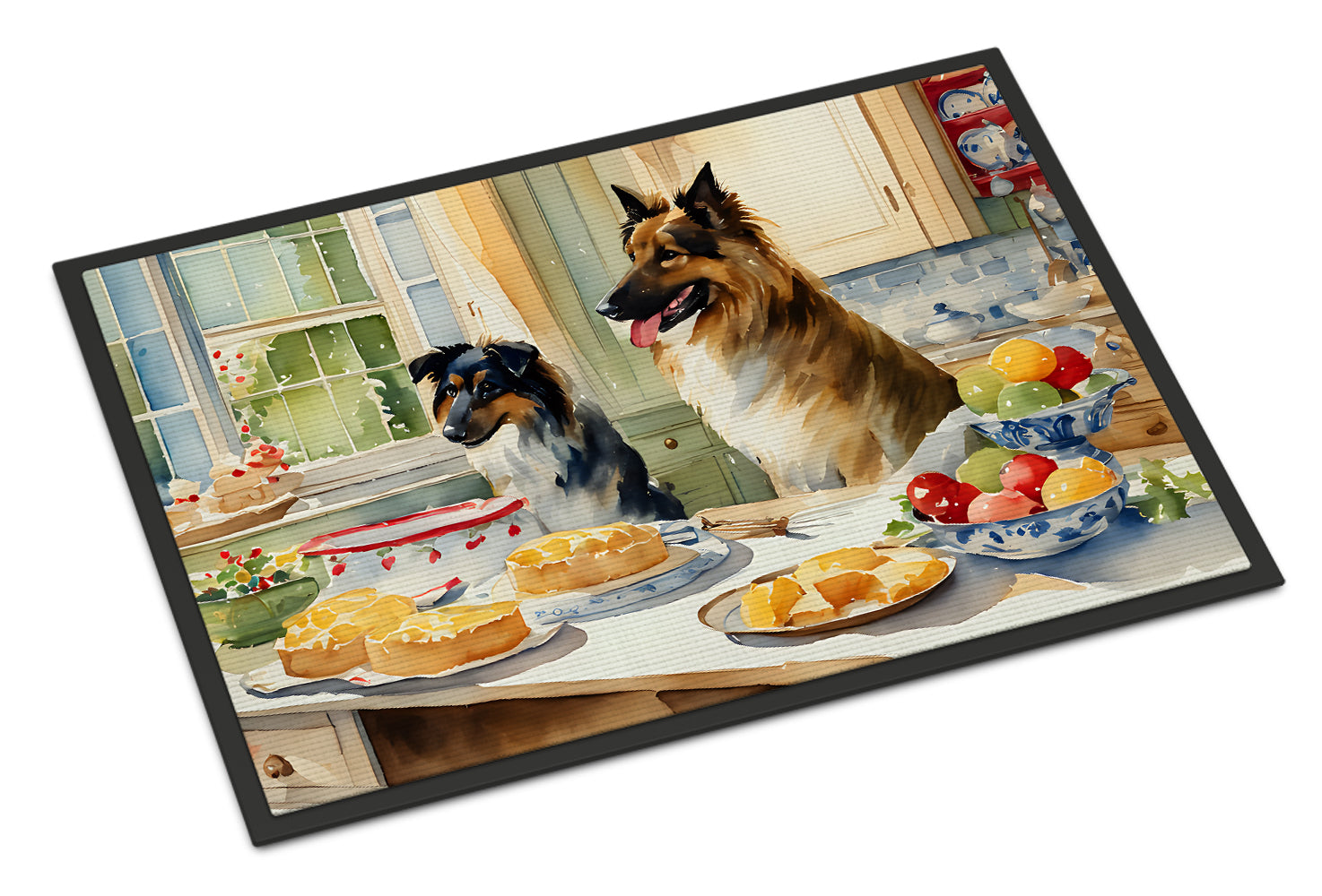 Belgian Tervuren Christmas Cookies Doormat Indoor Outdoor 24H X 36W Front Door Mat Rugs for Entryway, Non Slip Washable Low Pile,