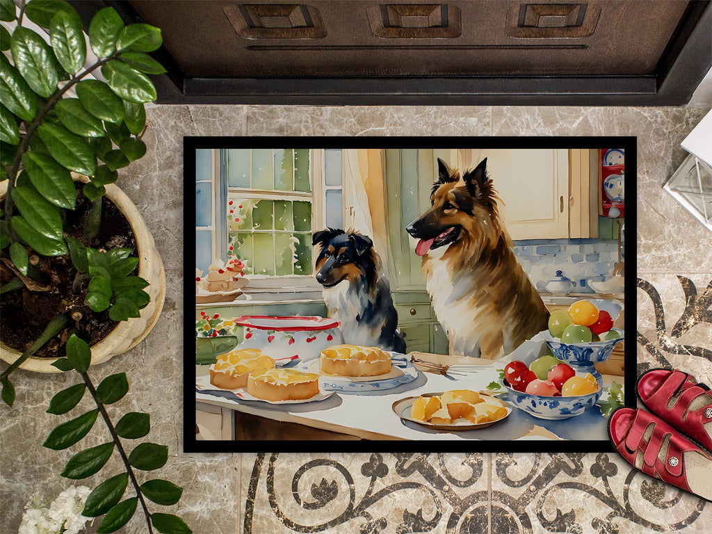 Belgian Tervuren Christmas Cookies Doormat Indoor Outdoor 24H X 36W Front Door Mat Rugs for Entryway, Non Slip Washable Low Pile,