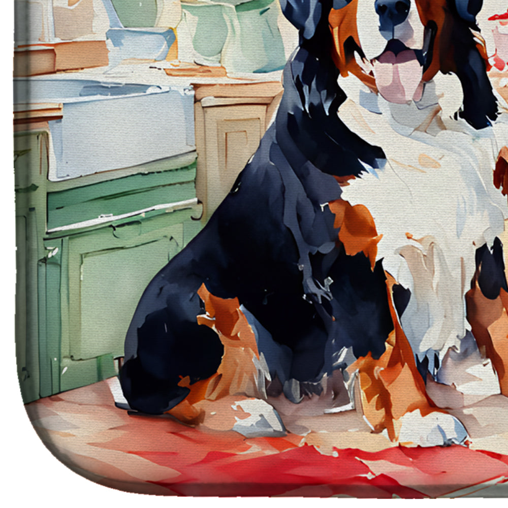 Bernese Mountain Dog Christmas Cookies Dish Drying Mat Absorbent Dish Drying Mat Pad for Kitchen Counter Dish Drainer Mat for Countertop, 14 x 21", Multicolor