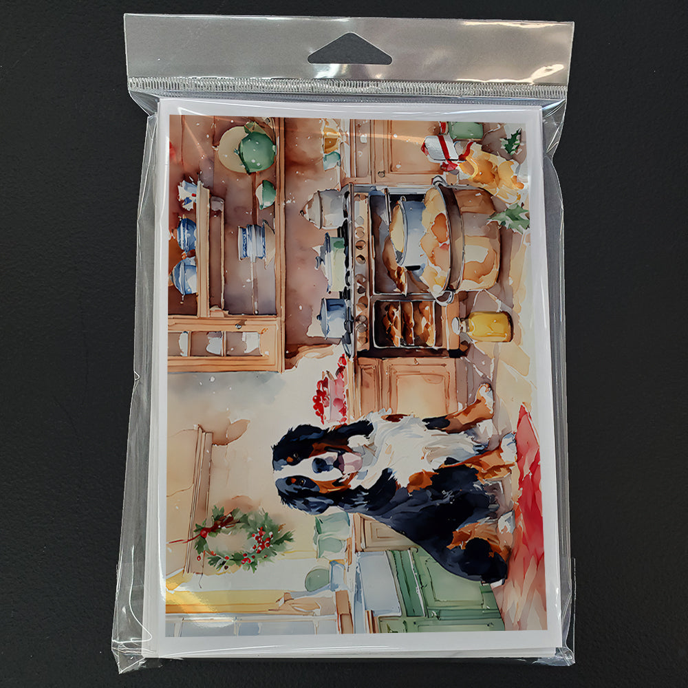 Bernese Mountain Dog Christmas Cookies Greeting Cards Pack of 8 Blank Cards with Envelopes Whimsical A7 Size 5x7