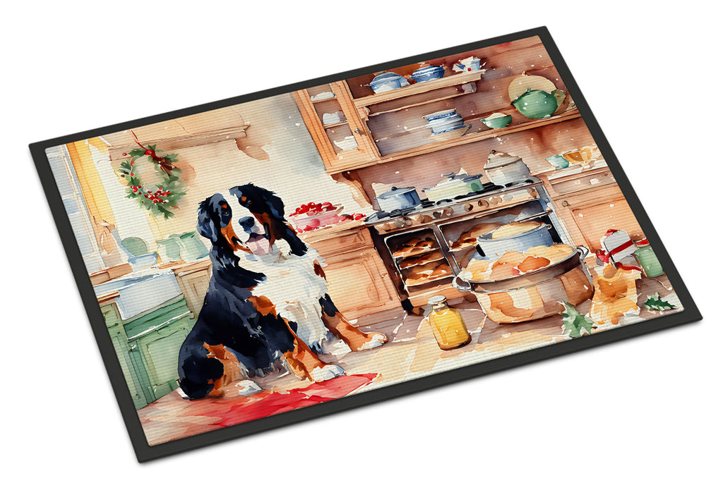 Bernese Mountain Dog Christmas Cookies Doormat Indoor Outdoor 24H X 36W Front Door Mat Rugs for Entryway, Non Slip Washable Low Pile,