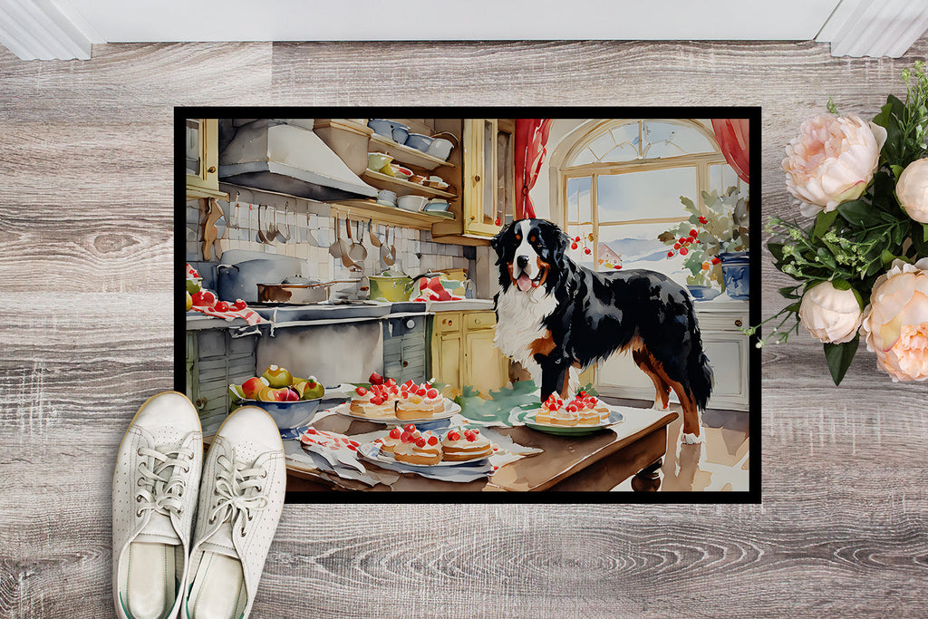 Bernese Mountain Dog Christmas Cookies Doormat Indoor Outdoor 24H X 36W Front Door Mat Rugs for Entryway, Non Slip Washable Low Pile,