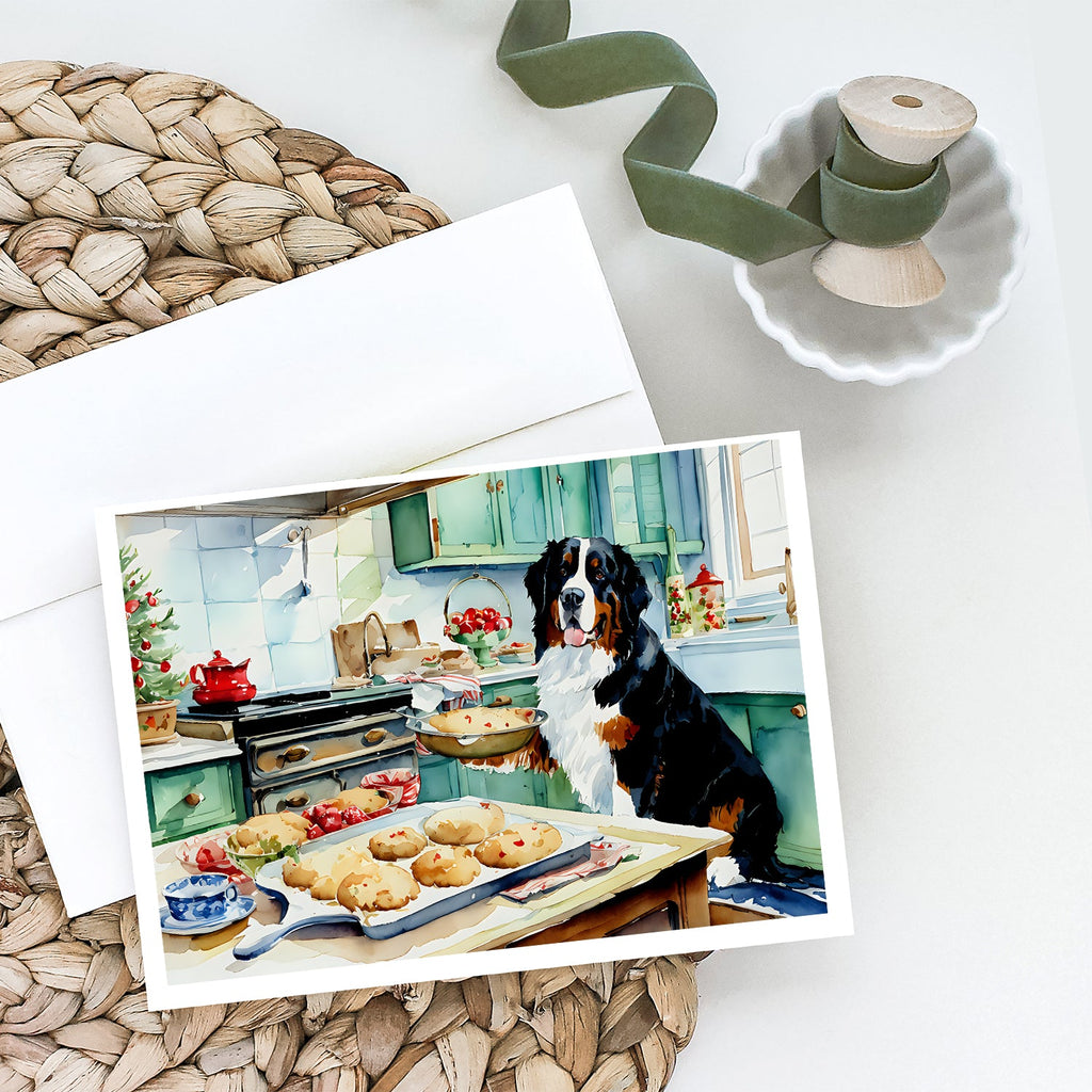 Bernese Mountain Dog Christmas Cookies Greeting Cards Pack of 8 Blank Cards with Envelopes Whimsical A7 Size 5x7