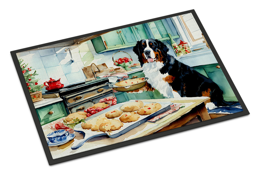 Bernese Mountain Dog Christmas Cookies Doormat Indoor Outdoor 24H X 36W Front Door Mat Rugs for Entryway, Non Slip Washable Low Pile,