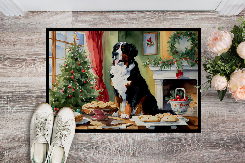 Bernese Mountain Dog Christmas Cookies Doormat Indoor Outdoor 24H X 36W Front Door Mat Rugs for Entryway, Non Slip Washable Low Pile,