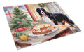 Bernese Mountain Dog Christmas Cookies Cutting Board Tempered Glass Kitchen Cutting Surface, Heat Resistant Chopping, Non-Slip Feet, Food Prep & Serving