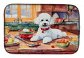 Bichon Frise Christmas Cookies Dish Drying Mat Absorbent Dish Drying Mat Pad for Kitchen Counter Dish Drainer Mat for Countertop, 14 x 21", Multicolor