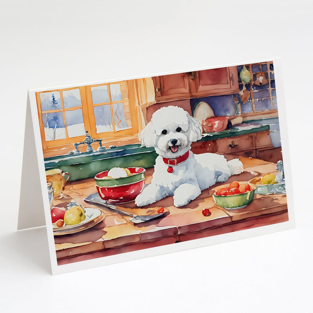 Bichon Frise Christmas Cookies Greeting Cards Pack of 8 Blank Cards with Envelopes Whimsical A7 Size 5x7