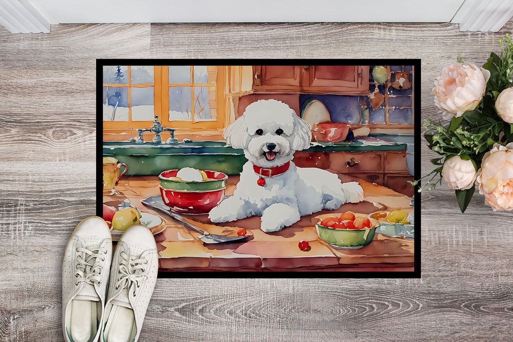 Bichon Frise Christmas Cookies Doormat Indoor Outdoor 24H X 36W Front Door Mat Rugs for Entryway, Non Slip Washable Low Pile,