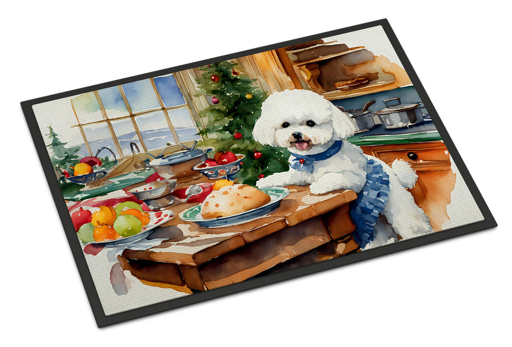Bichon Frise Christmas Cookies Doormat Indoor Outdoor 24H X 36W Front Door Mat Rugs for Entryway, Non Slip Washable Low Pile,
