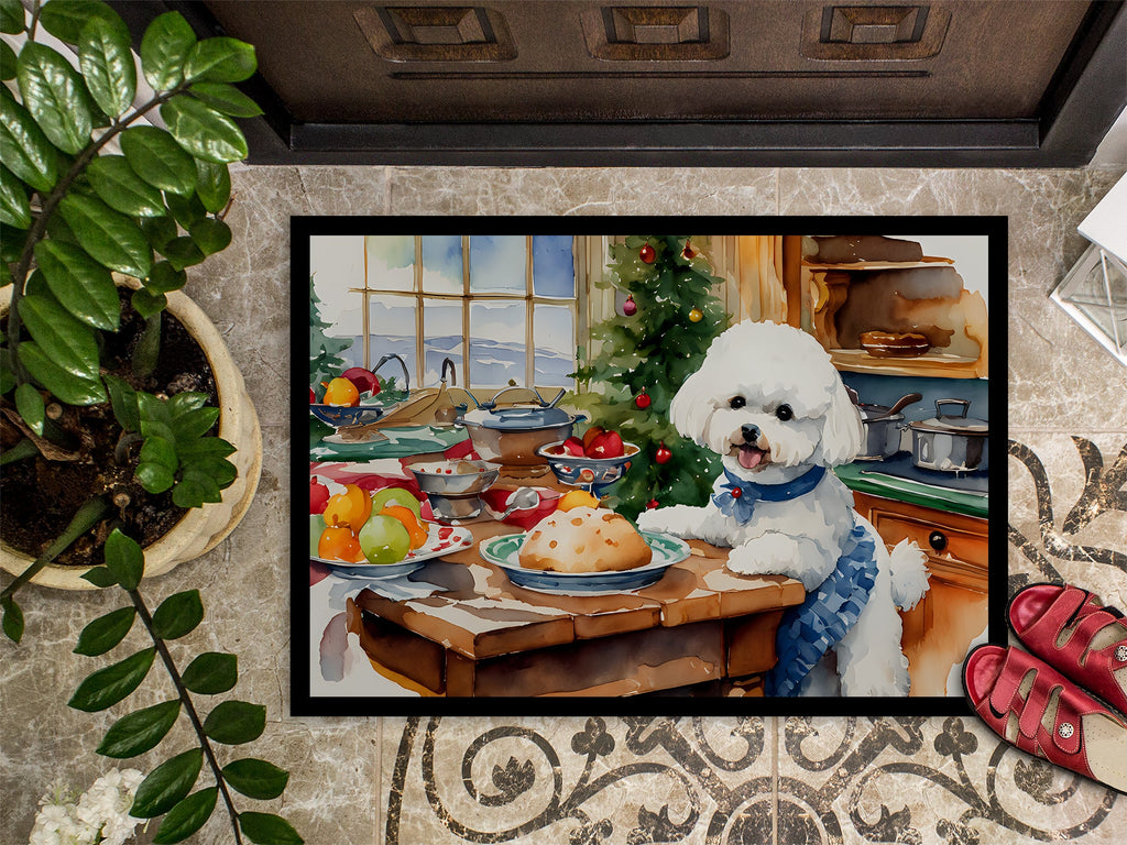 Bichon Frise Christmas Cookies Doormat Indoor Outdoor 24H X 36W Front Door Mat Rugs for Entryway, Non Slip Washable Low Pile,