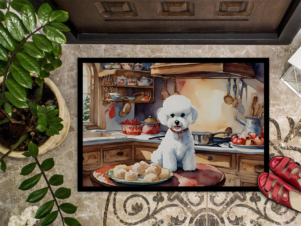 Bichon Frise Christmas Cookies Doormat Indoor Outdoor 24H X 36W Front Door Mat Rugs for Entryway, Non Slip Washable Low Pile,