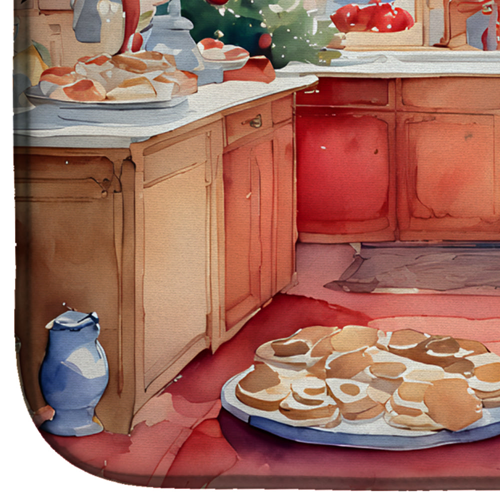 Bloodhound Christmas Cookies Dish Drying Mat Absorbent Dish Drying Mat Pad for Kitchen Counter Dish Drainer Mat for Countertop, 14 x 21", Multicolor