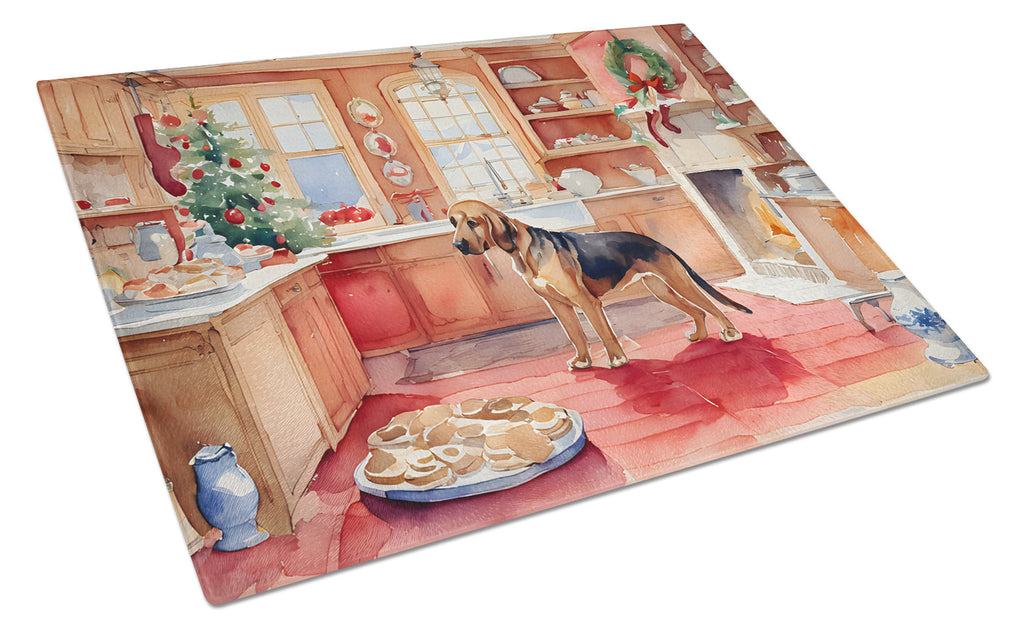 Bloodhound Christmas Cookies Cutting Board Tempered Glass Kitchen Cutting Surface, Heat Resistant Chopping, Non-Slip Feet, Food Prep & Serving