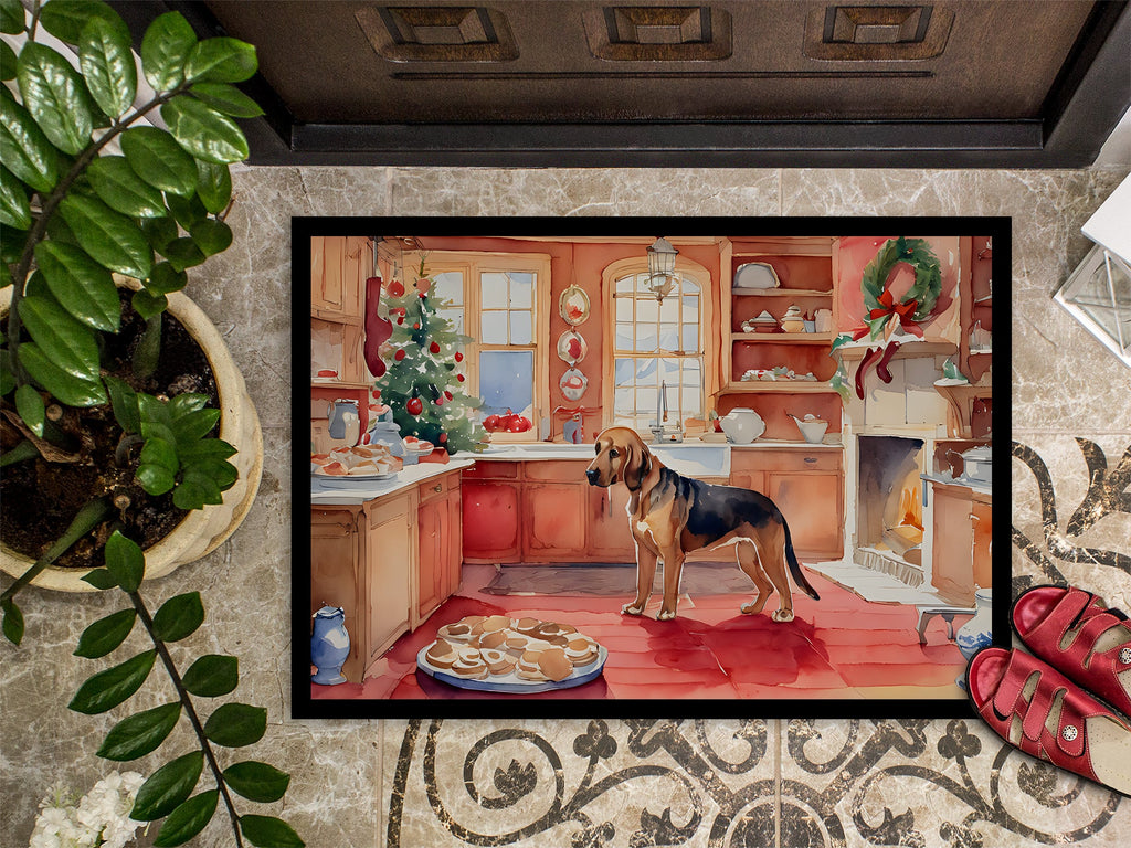 Bloodhound Christmas Cookies Doormat Indoor Outdoor 18H X 27W Front Door Mat Rugs for Entryway, Non Slip Washable