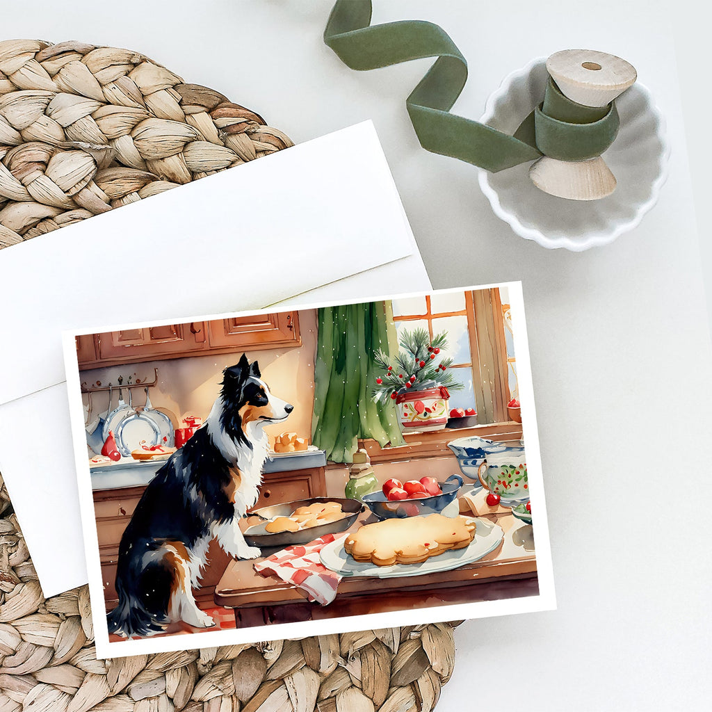 Border Collie Christmas Cookies Greeting Cards Pack of 8 Blank Cards with Envelopes Whimsical A7 Size 5x7
