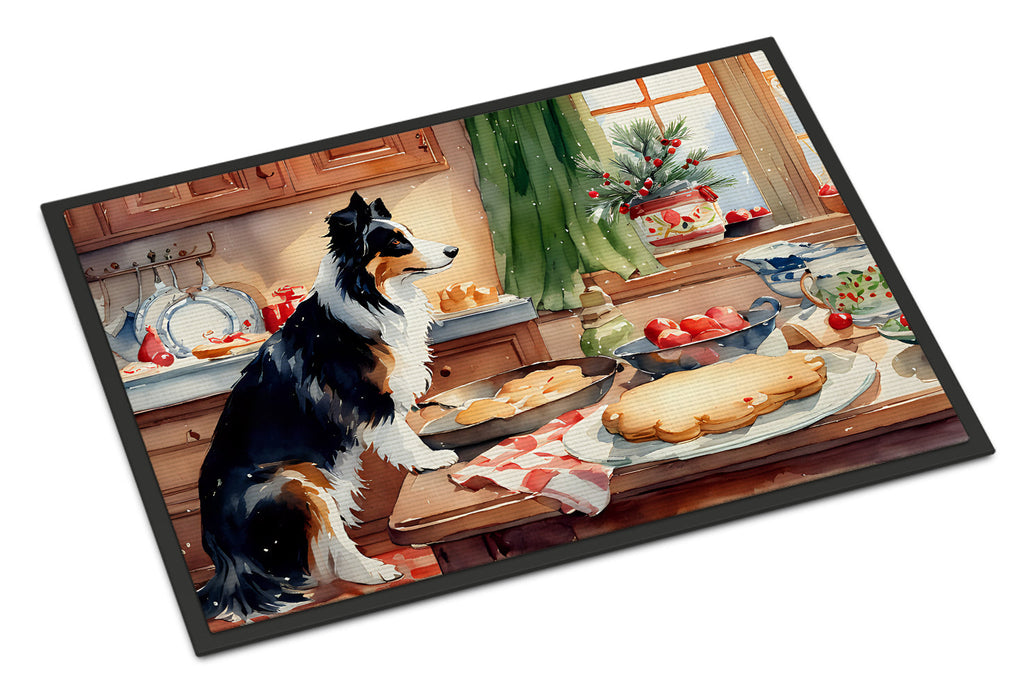 Border Collie Christmas Cookies Doormat Indoor Outdoor 24H X 36W Front Door Mat Rugs for Entryway, Non Slip Washable Low Pile,