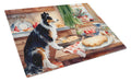 Border Collie Christmas Cookies Cutting Board Tempered Glass Kitchen Cutting Surface, Heat Resistant Chopping, Non-Slip Feet, Food Prep & Serving