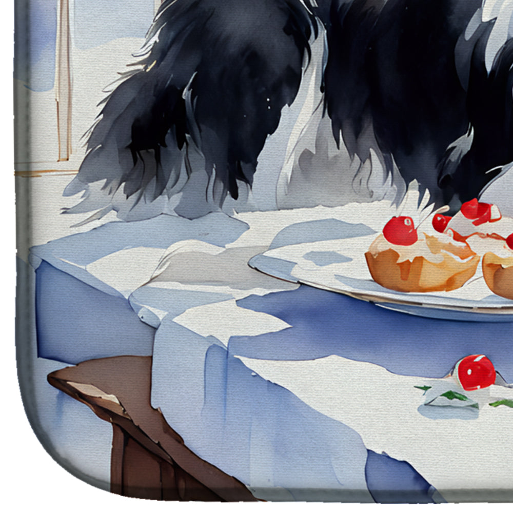 Border Collie Christmas Cookies Dish Drying Mat Absorbent Dish Drying Mat Pad for Kitchen Counter Dish Drainer Mat for Countertop, 14 x 21", Multicolor