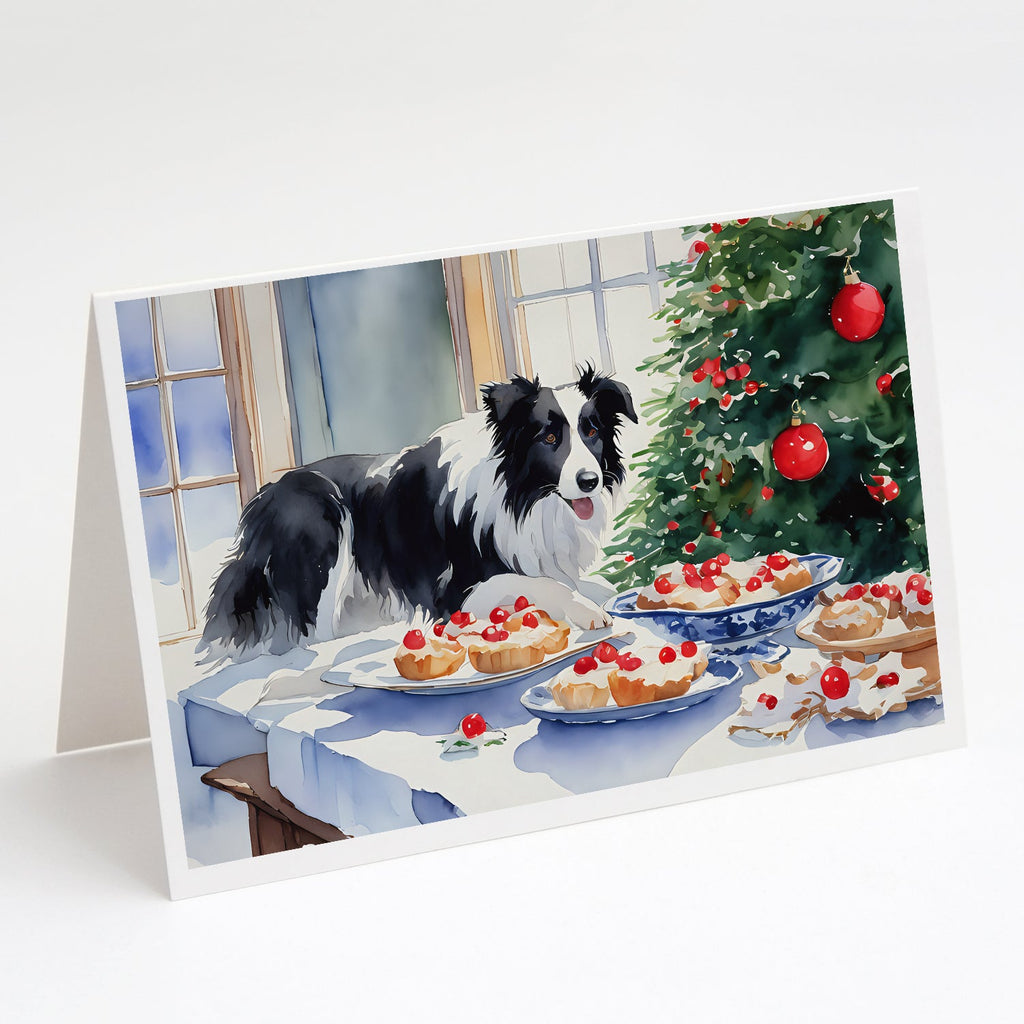 Border Collie Christmas Cookies Greeting Cards Pack of 8 Blank Cards with Envelopes Whimsical A7 Size 5x7