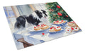 Border Collie Christmas Cookies Cutting Board Tempered Glass Kitchen Cutting Surface, Heat Resistant Chopping, Non-Slip Feet, Food Prep & Serving