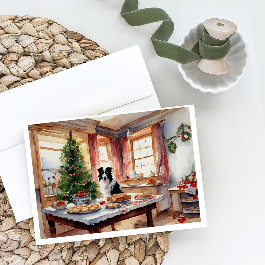 Border Collie Christmas Cookies Greeting Cards Pack of 8 Blank Cards with Envelopes Whimsical A7 Size 5x7