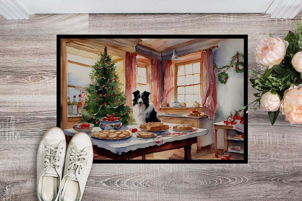 Border Collie Christmas Cookies Doormat Indoor Outdoor 24H X 36W Front Door Mat Rugs for Entryway, Non Slip Washable Low Pile,