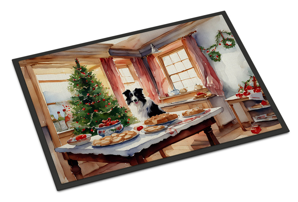 Border Collie Christmas Cookies Doormat Indoor Outdoor 18H X 27W Front Door Mat Rugs for Entryway, Non Slip Washable
