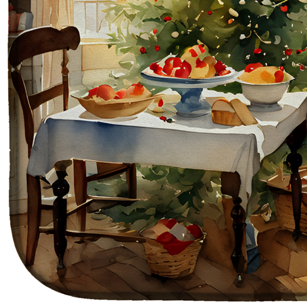 Borzoi Christmas Cookies Dish Drying Mat Absorbent Dish Drying Mat Pad for Kitchen Counter Dish Drainer Mat for Countertop, 14 x 21", Multicolor
