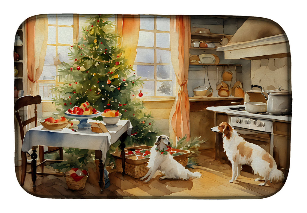 Borzoi Christmas Cookies Dish Drying Mat Absorbent Dish Drying Mat Pad for Kitchen Counter Dish Drainer Mat for Countertop, 14 x 21", Multicolor