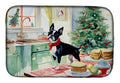 Boston Terrier Christmas Cookies Dish Drying Mat Absorbent Dish Drying Mat Pad for Kitchen Counter Dish Drainer Mat for Countertop, 14 x 21", Multicolor