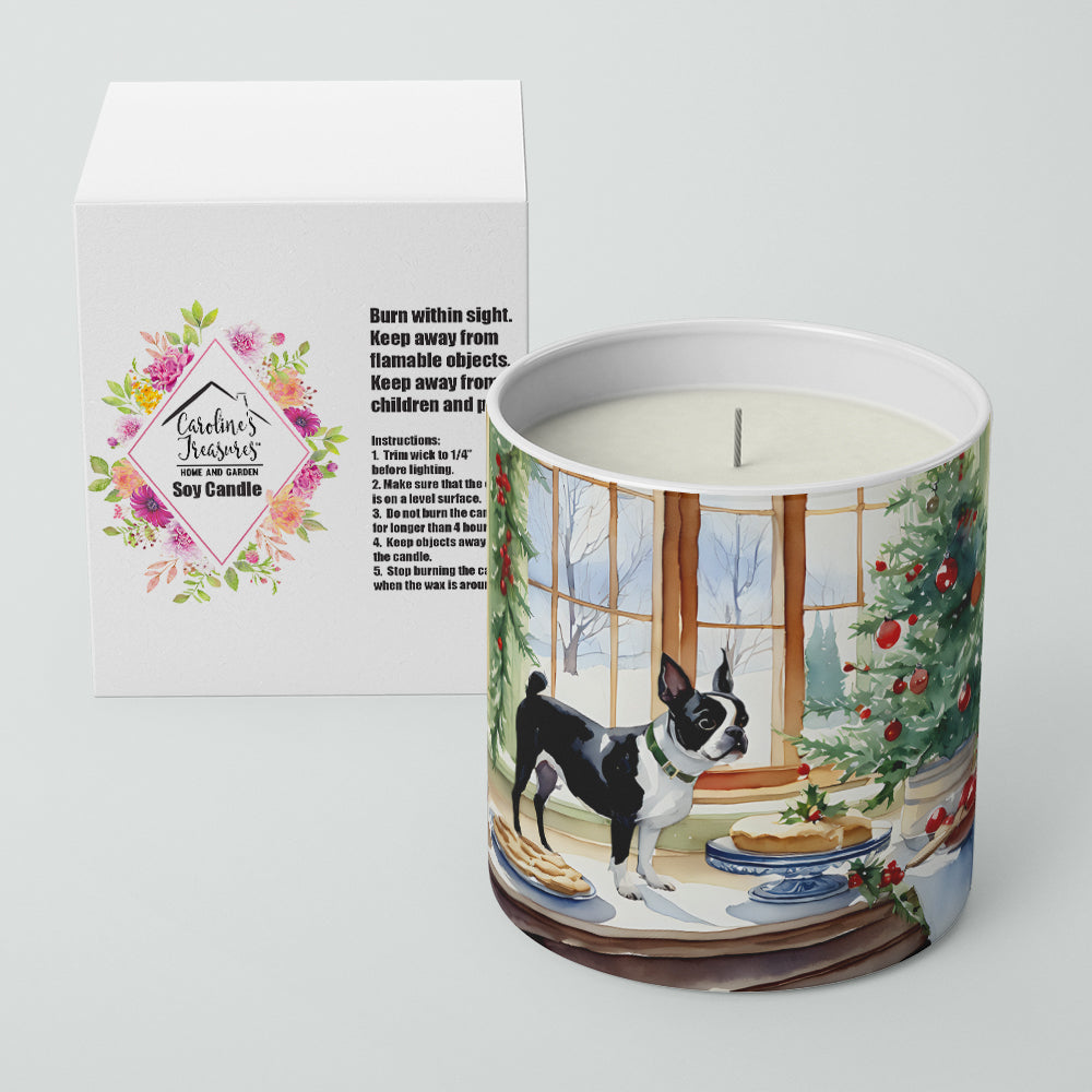 Boston Terrier Christmas Cookies Decorative Soy Candle Nature Soy Wax Essential Oil Home Decor Ideal for Bedroom Kitchen Bath Office Gift, 10 oz