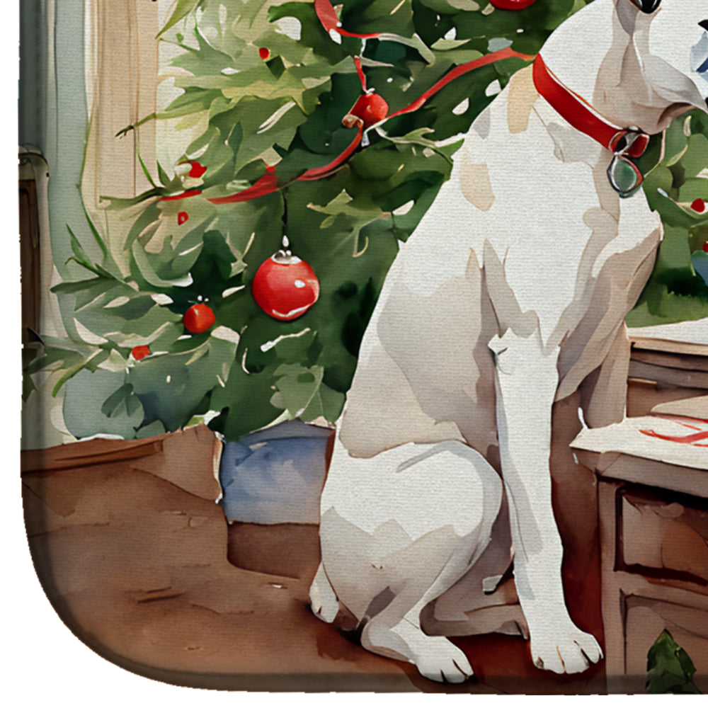White Boxer Christmas Cookies Dish Drying Mat Absorbent Dish Drying Mat Pad for Kitchen Counter Dish Drainer Mat for Countertop, 14 x 21", Multicolor