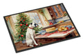 White Boxer Christmas Cookies Doormat Indoor Outdoor 18H X 27W Front Door Mat Rugs for Entryway, Non Slip Washable