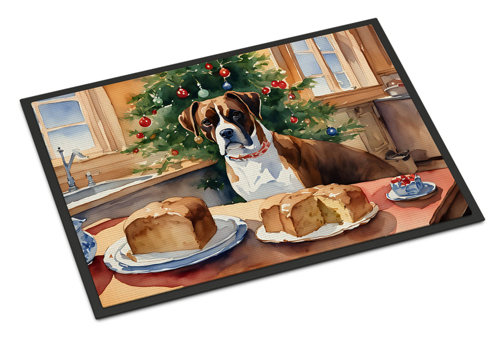 Boxer Christmas Cookies Doormat Indoor Outdoor 18H X 27W Front Door Mat Rugs for Entryway, Non Slip Washable