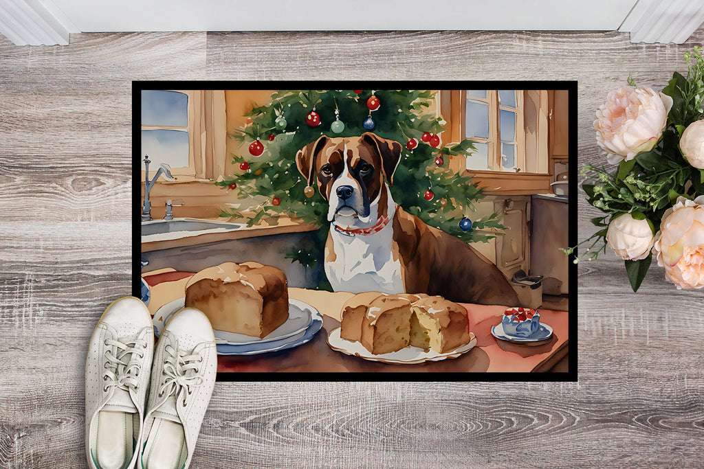 Boxer Christmas Cookies Doormat Indoor Outdoor 18H X 27W Front Door Mat Rugs for Entryway, Non Slip Washable